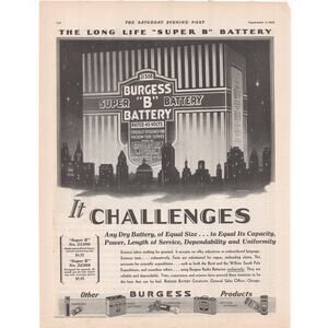 Burgess Super B Battery Magazine Advertisement 1929 Vintage Radio Electronics
